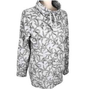 L.L. Bean Cowl Neck Sweatshirt Evergreen Gray Drawstring Tunic Top Womens Med